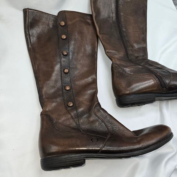 Born Sage Riding Knee High Studded Button Boots Equestrian Leather Size 8 - Picture 2 of 8
